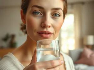 Kobieta nakłada naturalny krem na skórę pod pachami, dbając o jej pielęgnację w jasnej, minimalistycznej łazience.